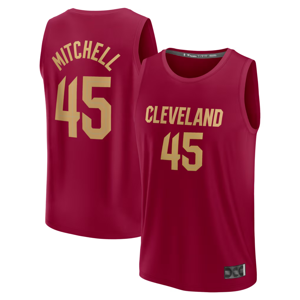 Johmsee C.Cavaliers #45 Donovan Mitchell Wine Fast Break Replica Jerseys - Icon Edition