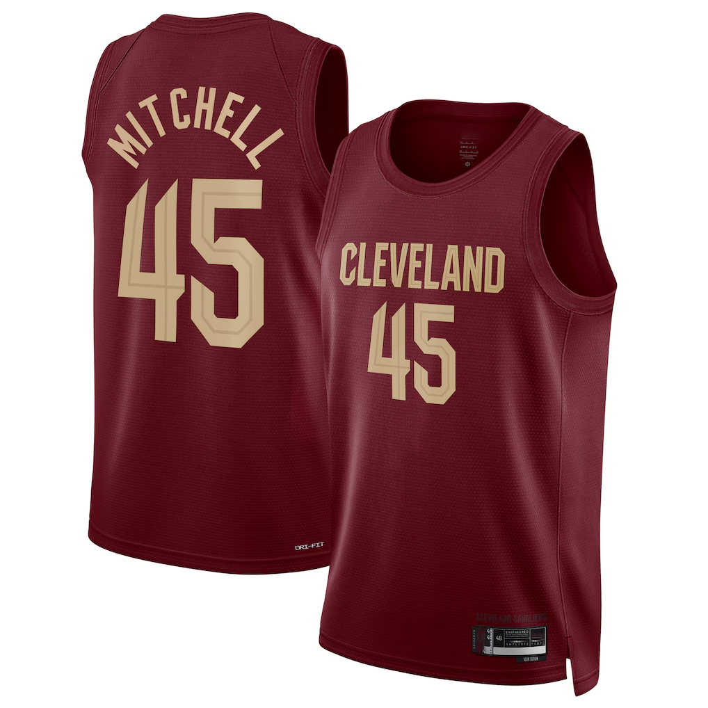 Johmsee C.Cavaliers #45 Donovan Mitchell Wine Swingman Jerseys - Icon Edition
