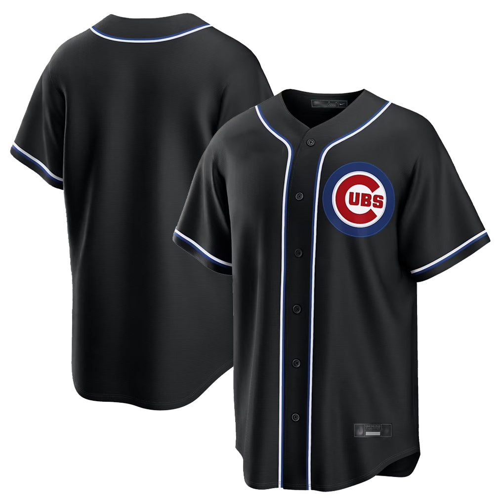 Johmsee C.Cubs Black Home Game Blank Player Stitched Jerseys