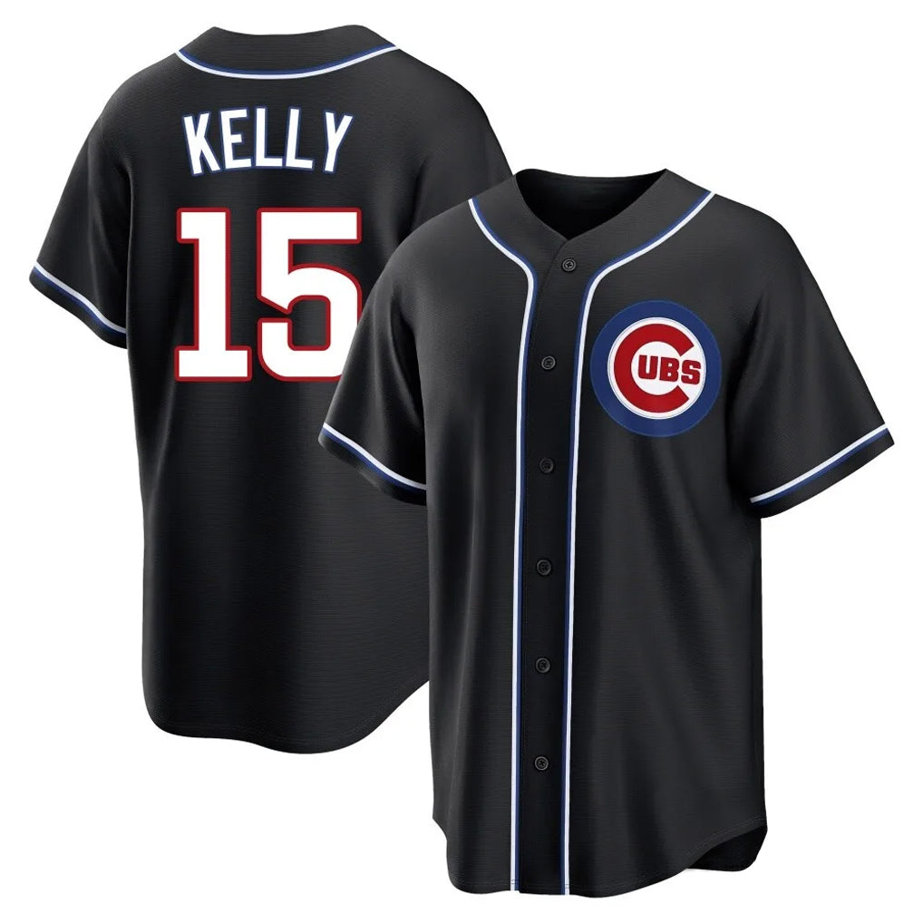 Johmsee C.Cubs #15 Carson Kelly Player Black Fashion Out Game Stitched Jerseys