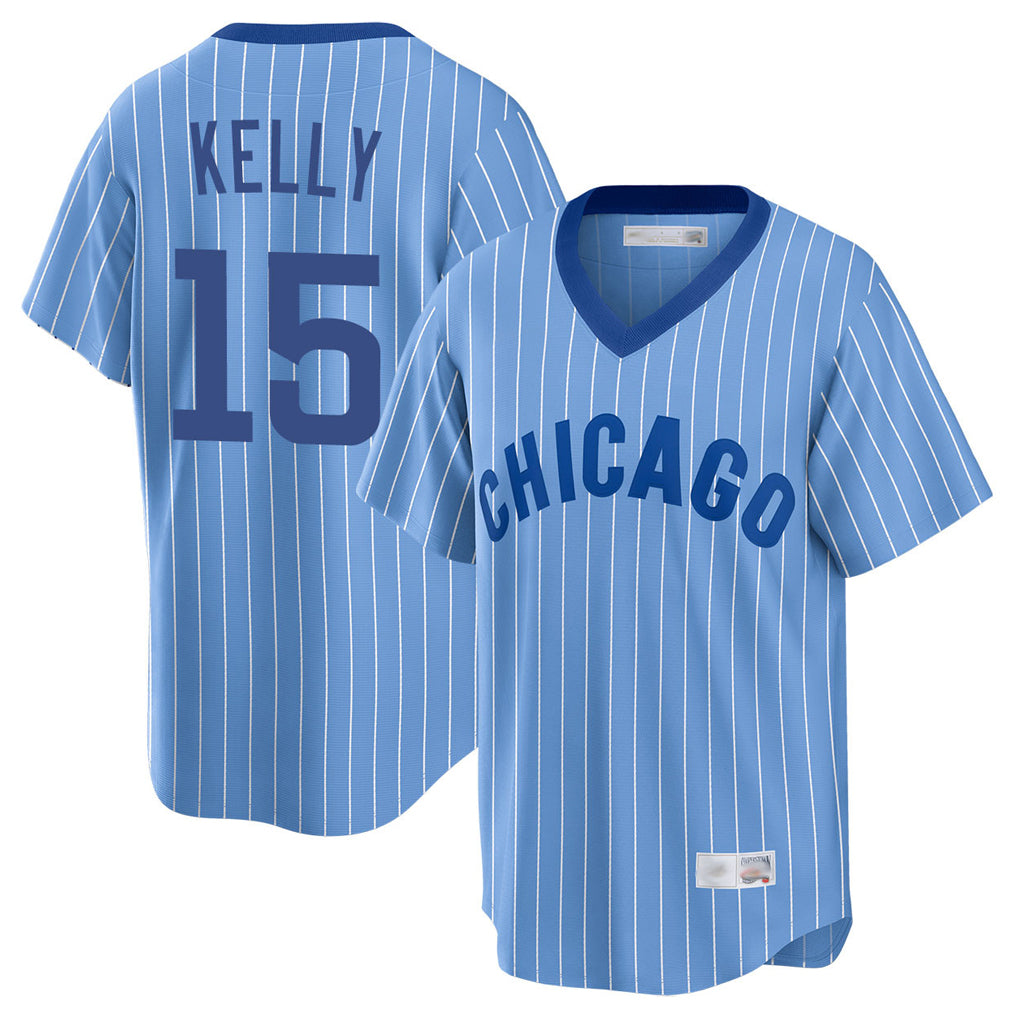 Johmsee C.Cubs #15 Carson Kelly Player Blue T-shirt Cooperstown Collection Limited Stitched Jerseys