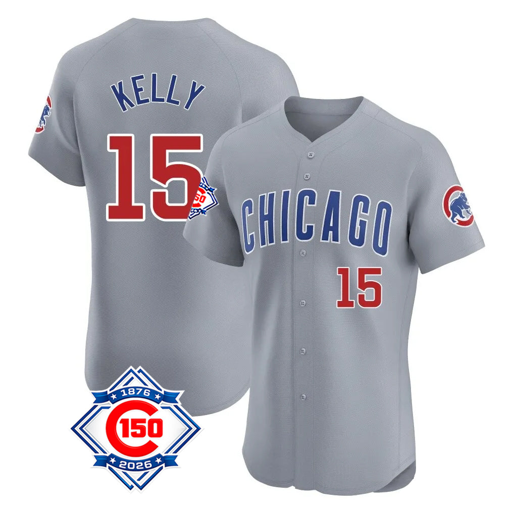 Johmsee C.Cubs #15 Carson Kelly Player Gray Road 150th Anniversary Limited Elite Home Stitched Jerseys