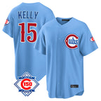 Johmsee C.Cubs #15 Carson Kelly Player Light Blue 150th Anniversary Home Game Stitched Jerseys