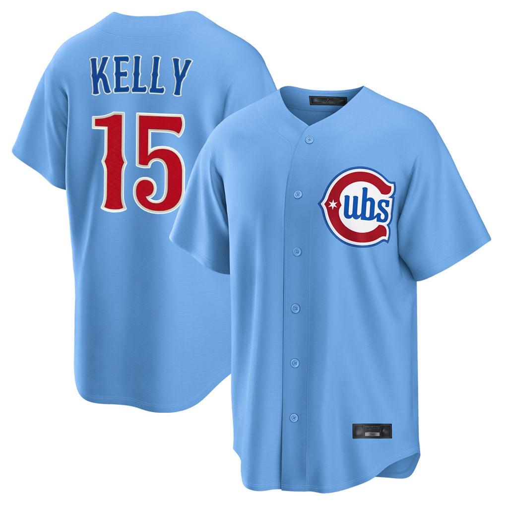 Johmsee C.Cubs #15 Carson Kelly Player Light Blue Home Game Stitched Jerseys