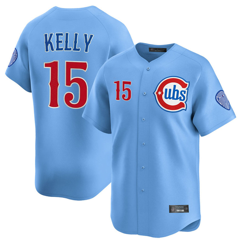 Johmsee C.Cubs #15 Carson Kelly Player Light Blue Limited Home Stitched Jerseys