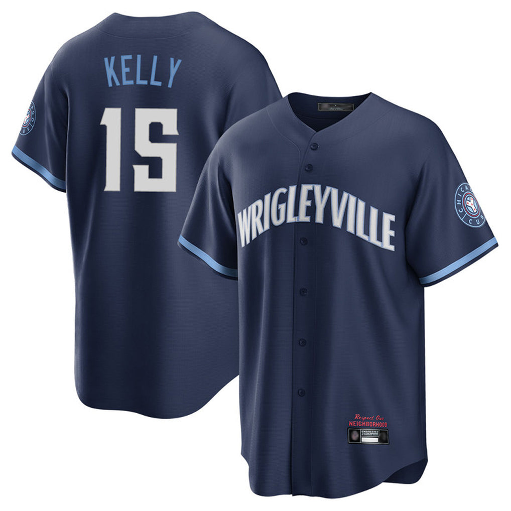 Johmsee C.Cubs #15 Carson Kelly Player Navy City Connect Home Game Stitched Jerseys