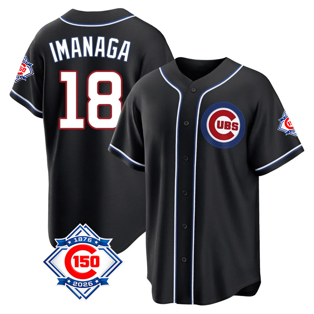 Johmsee C.Cubs #18 Shota Imanaga Player Black Fashion Out 150th Anniversary Game Stitched Jerseys