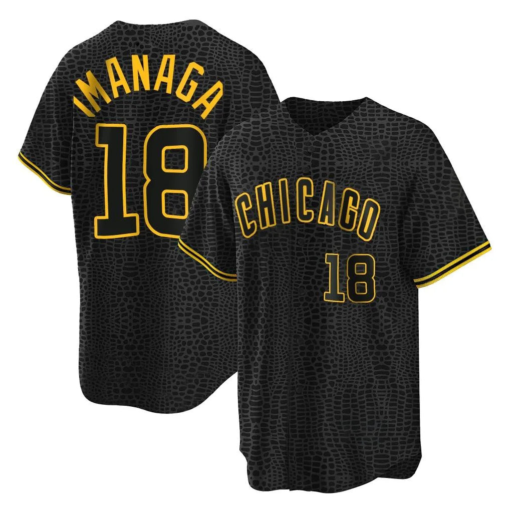 Johmsee C.Cubs #18 Shota Imanaga Player Black Snake Skin City Game Stitched Jerseys