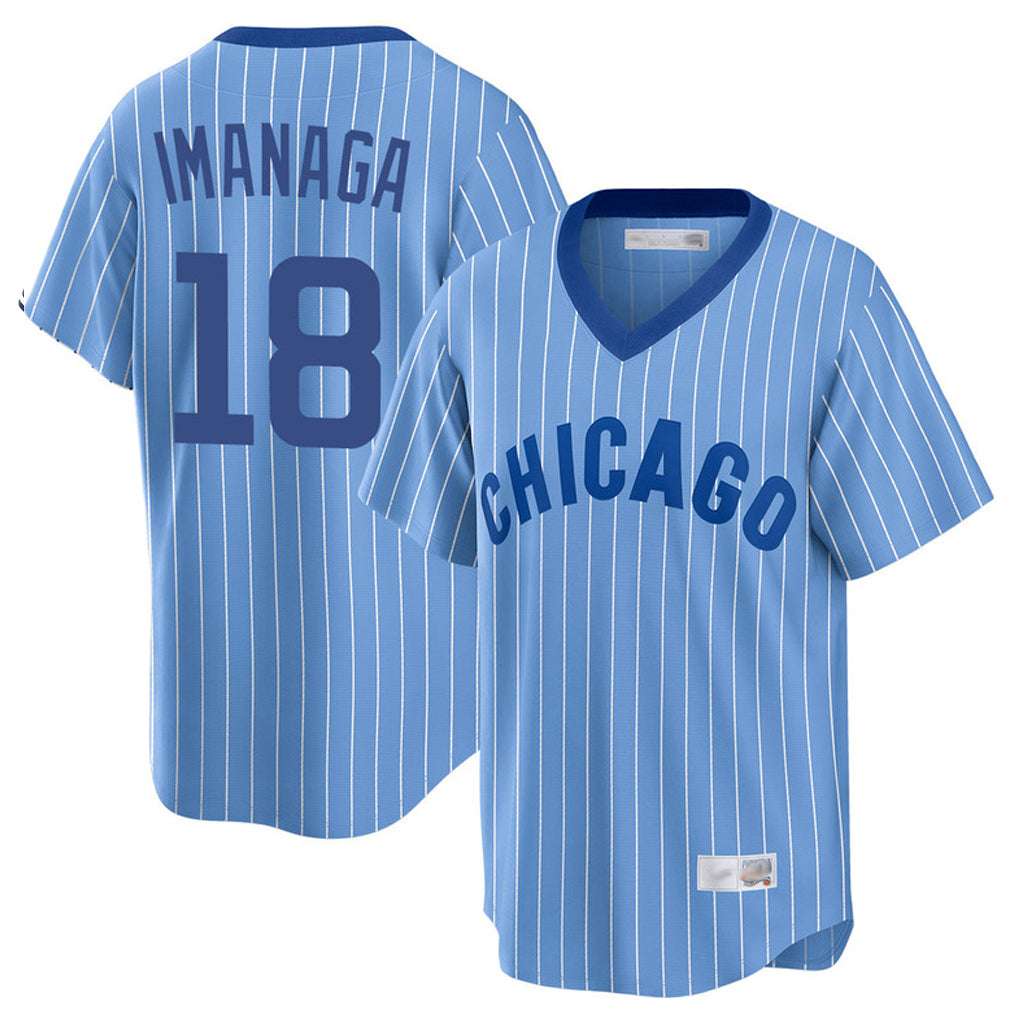 Johmsee C.Cubs #18 Shota Imanaga Player Blue T-shirt Cooperstown Collection Limited Stitched Jerseys