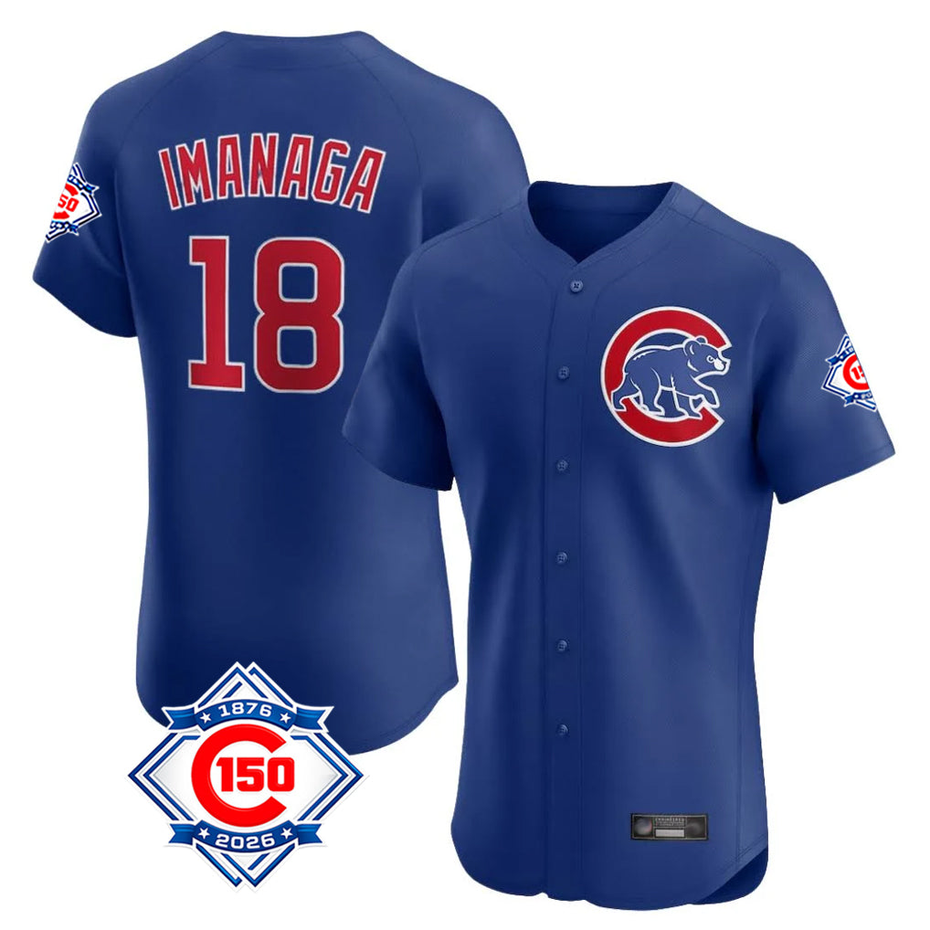 Johmsee C.Cubs #18 Shota Imanaga Player Royal 150th Anniversary Limited Elite Home Stitched Jerseys