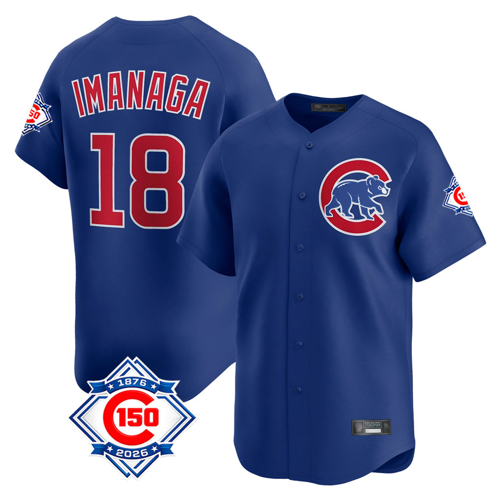 Johmsee C.Cubs #18 Shota Imanaga Player Royal 150th Anniversary Limited Home Stitched Jerseys