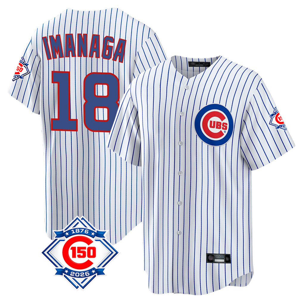 Johmsee C.Cubs #18 Shota Imanaga Player White 150th Anniversary Home Game Stitched Jerseys
