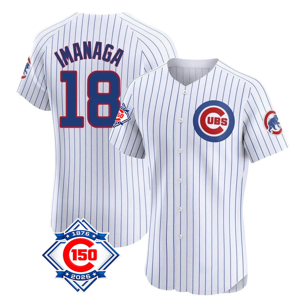 Johmsee C.Cubs #18 Shota Imanaga Player White 150th Anniversary Limited Elite Home Game Stitched Jerseys