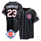 Johmsee C.Cubs #23 Ryne Sandberg Player Black Fashion Out 150th Anniversary Game Stitched Jerseys