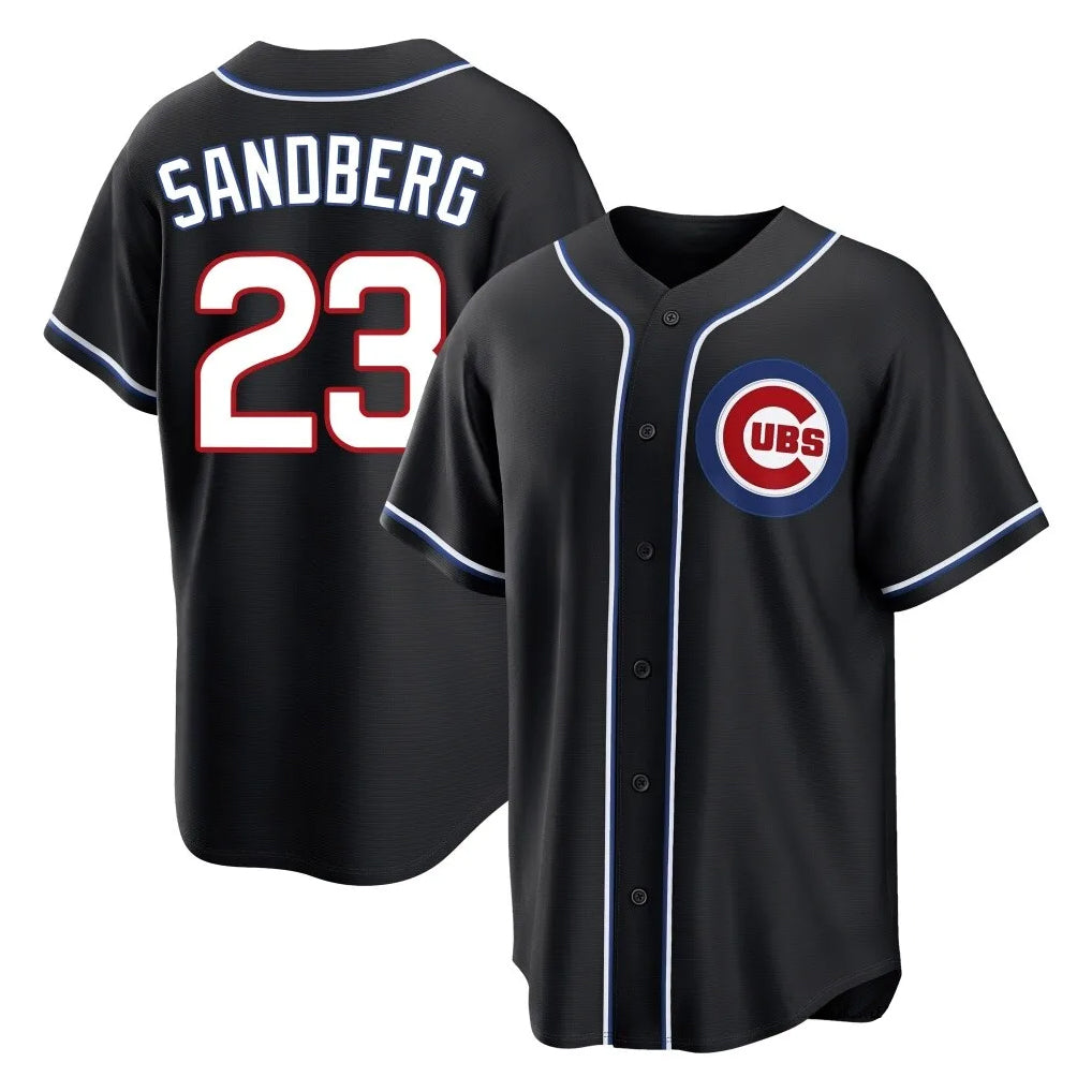 Johmsee C.Cubs #23 Ryne Sandberg Player Black Fashion Out Game Stitched Jerseys