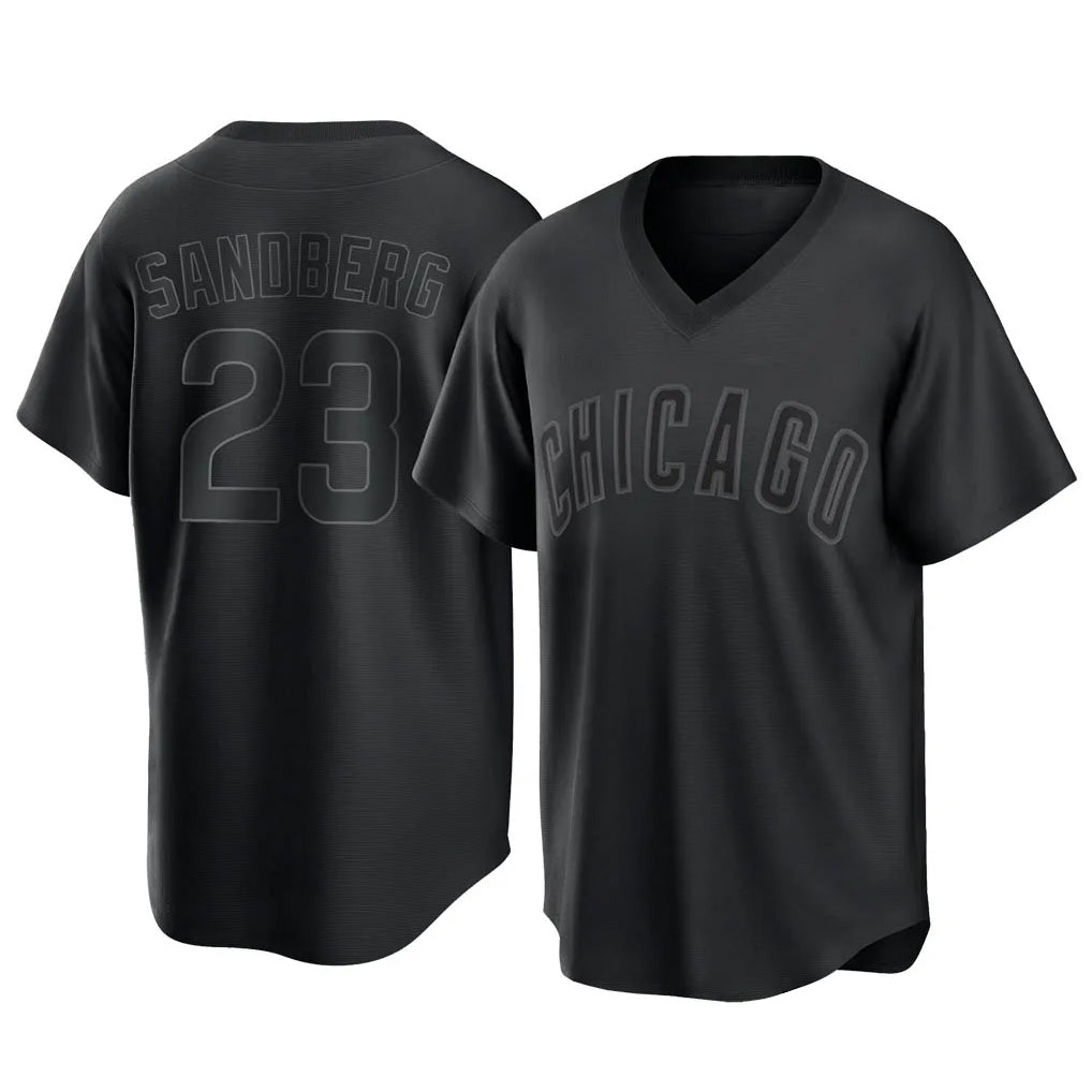 Johmsee C.Cubs #23 Ryne Sandberg Player Black T-shirt Home Game Stitched Jerseys
