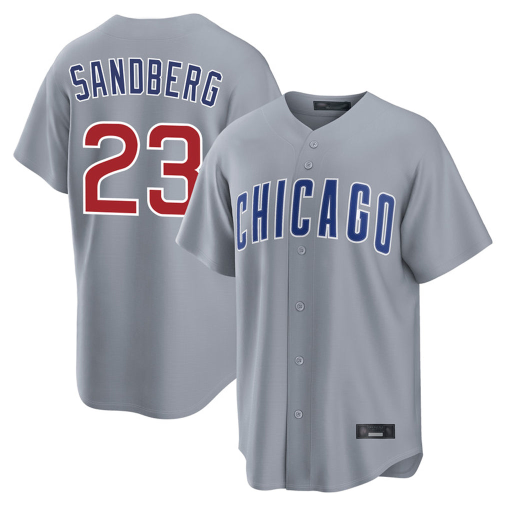 Johmsee C.Cubs #23 Ryne Sandberg Player Gray Home Game Stitched Jerseys