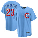 Johmsee C.Cubs #23 Ryne Sandberg Player Light Blue Home Game Stitched Jerseys