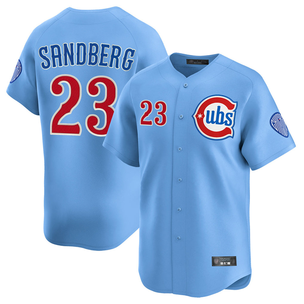 Johmsee C.Cubs #23 Ryne Sandberg Player Light Blue Limited Home Stitched Jerseys