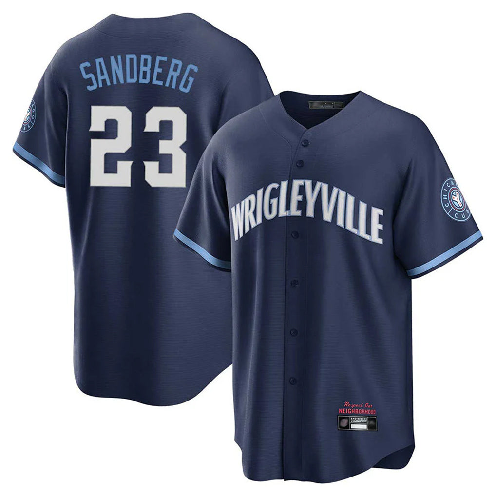 Johmsee C.Cubs #23 Ryne Sandberg Player Navy City Connect Home Game Stitched Jerseys
