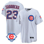 Johmsee C.Cubs #23 Ryne Sandberg Player White 150th Anniversary Home Game Stitched Jerseys