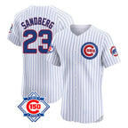 Johmsee C.Cubs #23 Ryne Sandberg Player White 150th Anniversary Limited Elite Home Game Stitched Jerseys