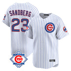 Johmsee C.Cubs #23 Ryne Sandberg Player White 150th Anniversary Limited Home Game Stitched Jerseys