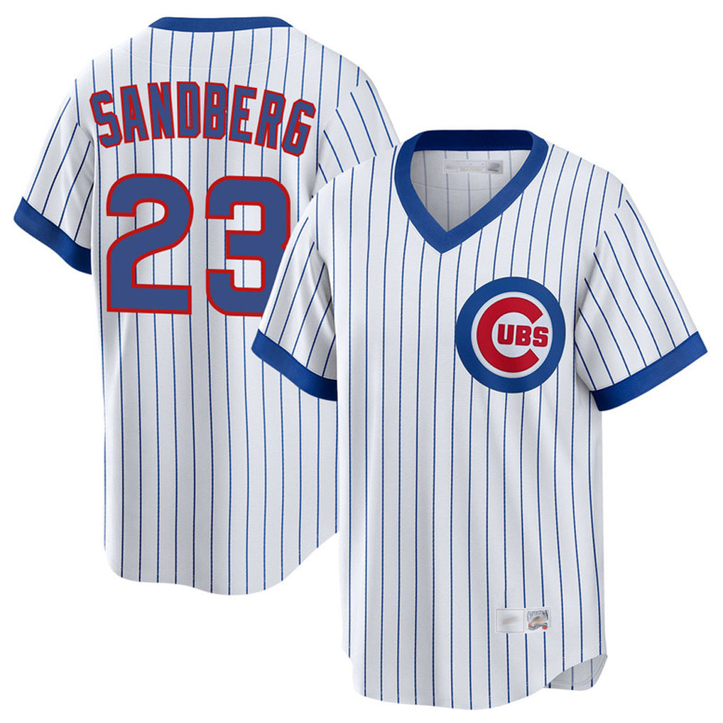 Johmsee C.Cubs #23 Ryne Sandberg Player White T-shirt Cooperstown Collection Limited Stitched Jerseys