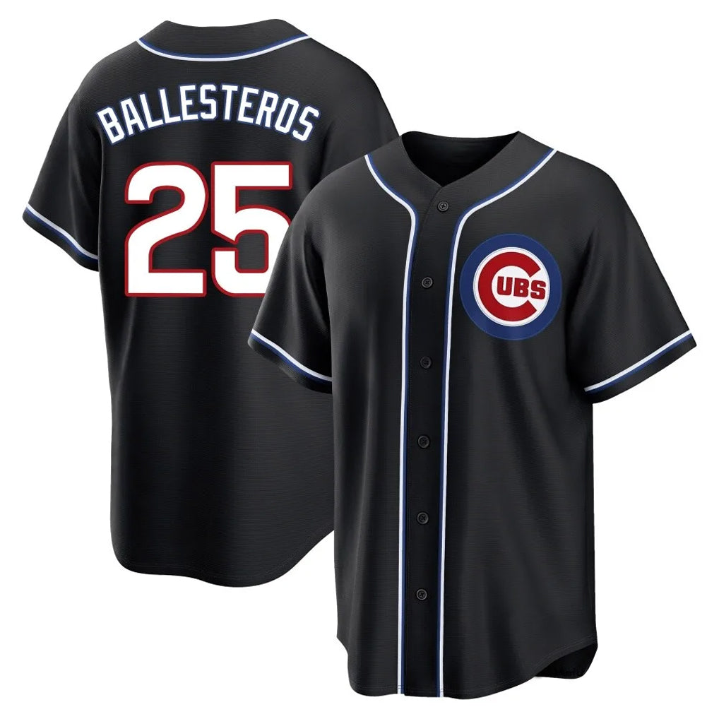 Johmsee C.Cubs #25 Mois¨¦s Ballesteros Player Black Fashion Out Game Stitched Jerseys
