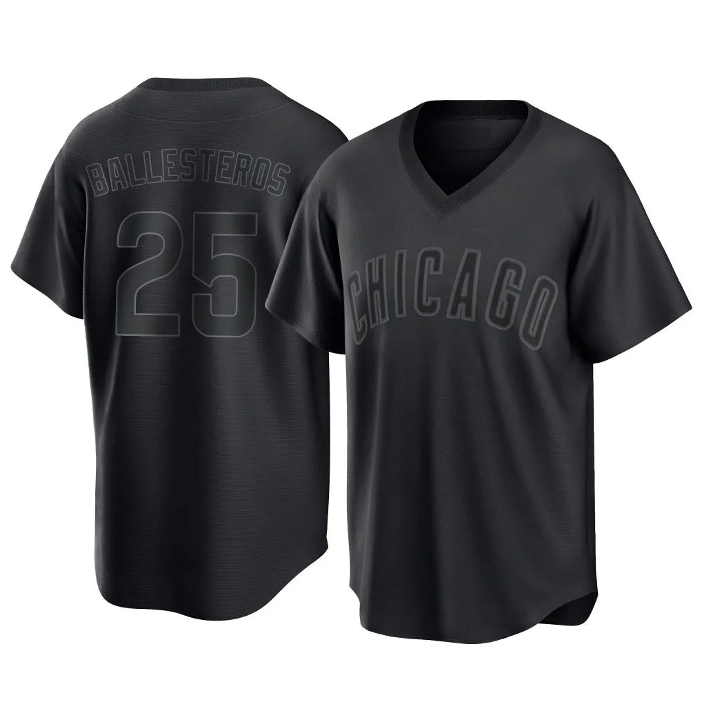 Johmsee C.Cubs #25 Mois¨¦s Ballesteros Player Black T-shirt Home Game Stitched Jerseys