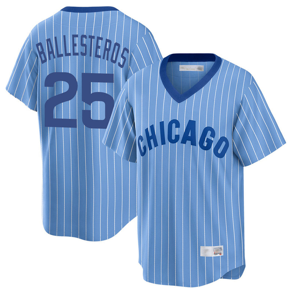 Johmsee C.Cubs #25 Mois¨¦s Ballesteros Player Blue T-shirt Cooperstown Collection Limited Stitched Jerseys