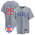 Johmsee C.Cubs #25 Mois¨¦s Ballesteros Player Gray 150th Anniversary Home Game Stitched Jerseys