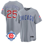 Johmsee C.Cubs #25 Mois¨¦s Ballesteros Player Gray 150th Anniversary Home Game Stitched Jerseys
