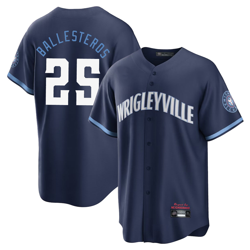 Johmsee C.Cubs #25 Mois¨¦s Ballesteros Player Navy City Connect Home Game Stitched Jerseys