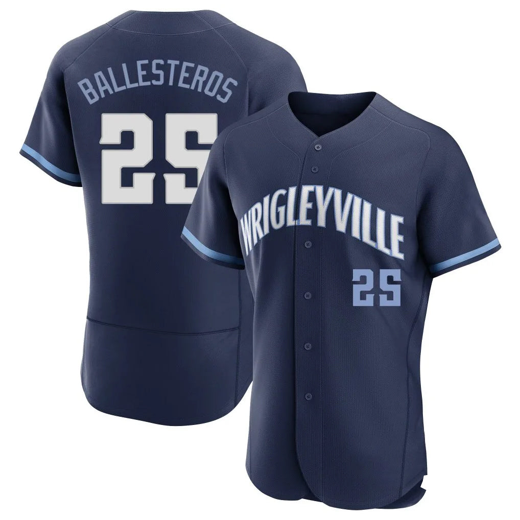 Johmsee C.Cubs #25 Mois¨¦s Ballesteros Player Navy City Connect Limited Elite Home Stitched Jerseys