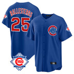 Johmsee C.Cubs #25 Mois¨¦s Ballesteros Player Royal 150th Anniversary Home Game Stitched Jerseys