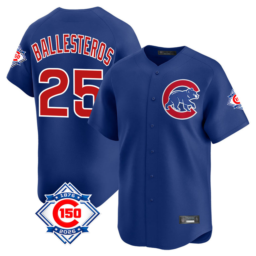 Johmsee C.Cubs #25 Mois¨¦s Ballesteros Player Royal 150th Anniversary Limited Home Stitched Jerseys