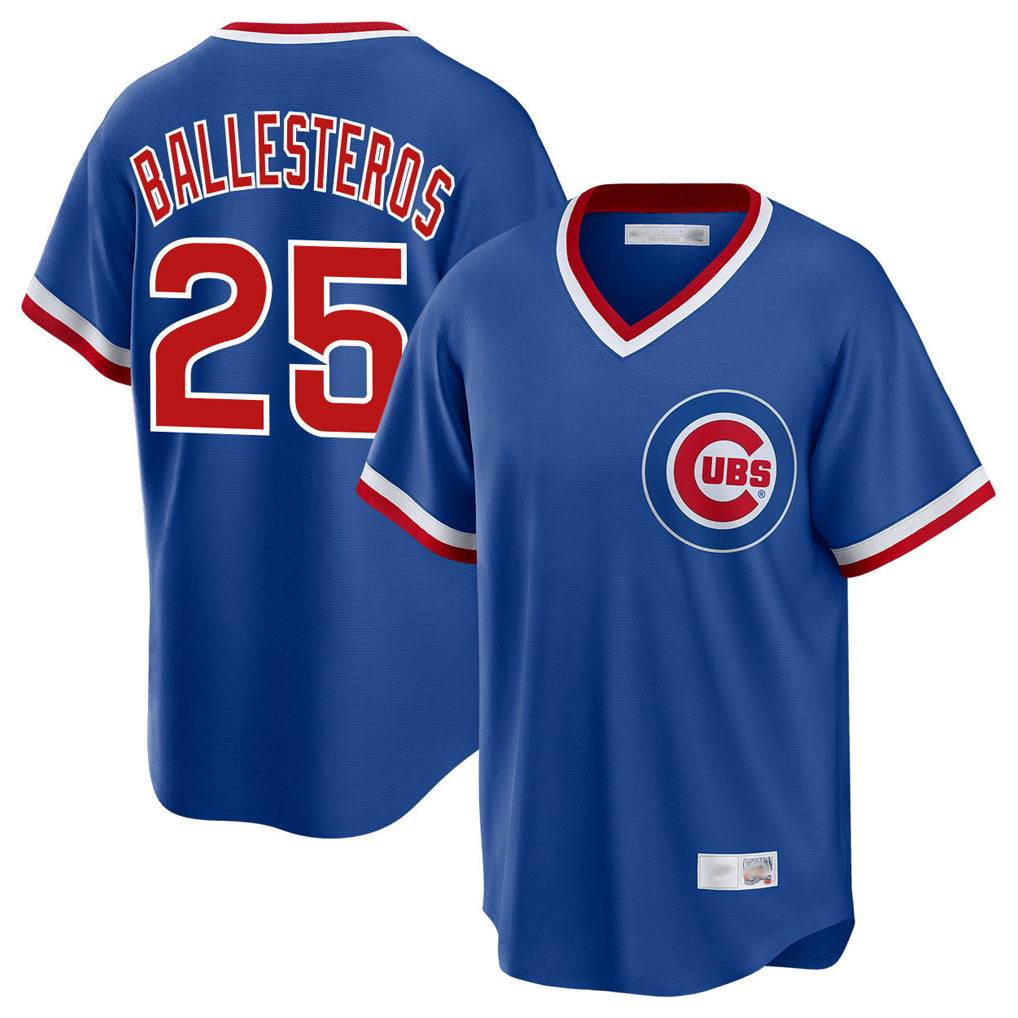 Johmsee C.Cubs #25 Mois¨¦s Ballesteros Player Royal T-shirt Cooperstown Collection Limited Stitched Jerseys