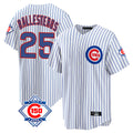 Johmsee C.Cubs #25 Mois¨¦s Ballesteros Player White 150th Anniversary Home Game Stitched Jerseys