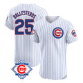 Johmsee C.Cubs #25 Mois¨¦s Ballesteros Player White 150th Anniversary Limited Elite Home Game Stitched Jerseys