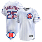 Johmsee C.Cubs #25 Mois¨¦s Ballesteros Player White 150th Anniversary Limited Home Game Stitched Jerseys