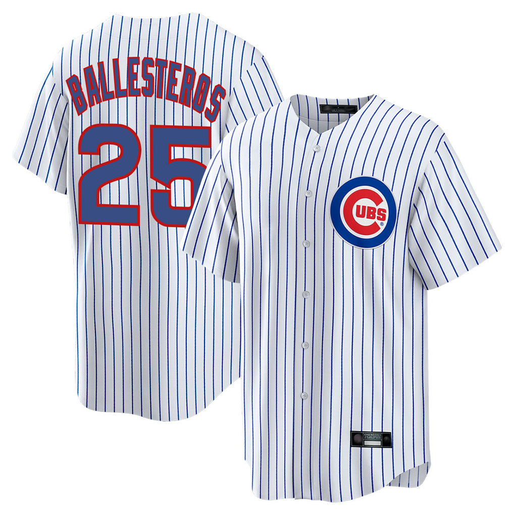 Johmsee C.Cubs #25 Mois¨¦s Ballesteros Player White Game Home Stitched Jerseys