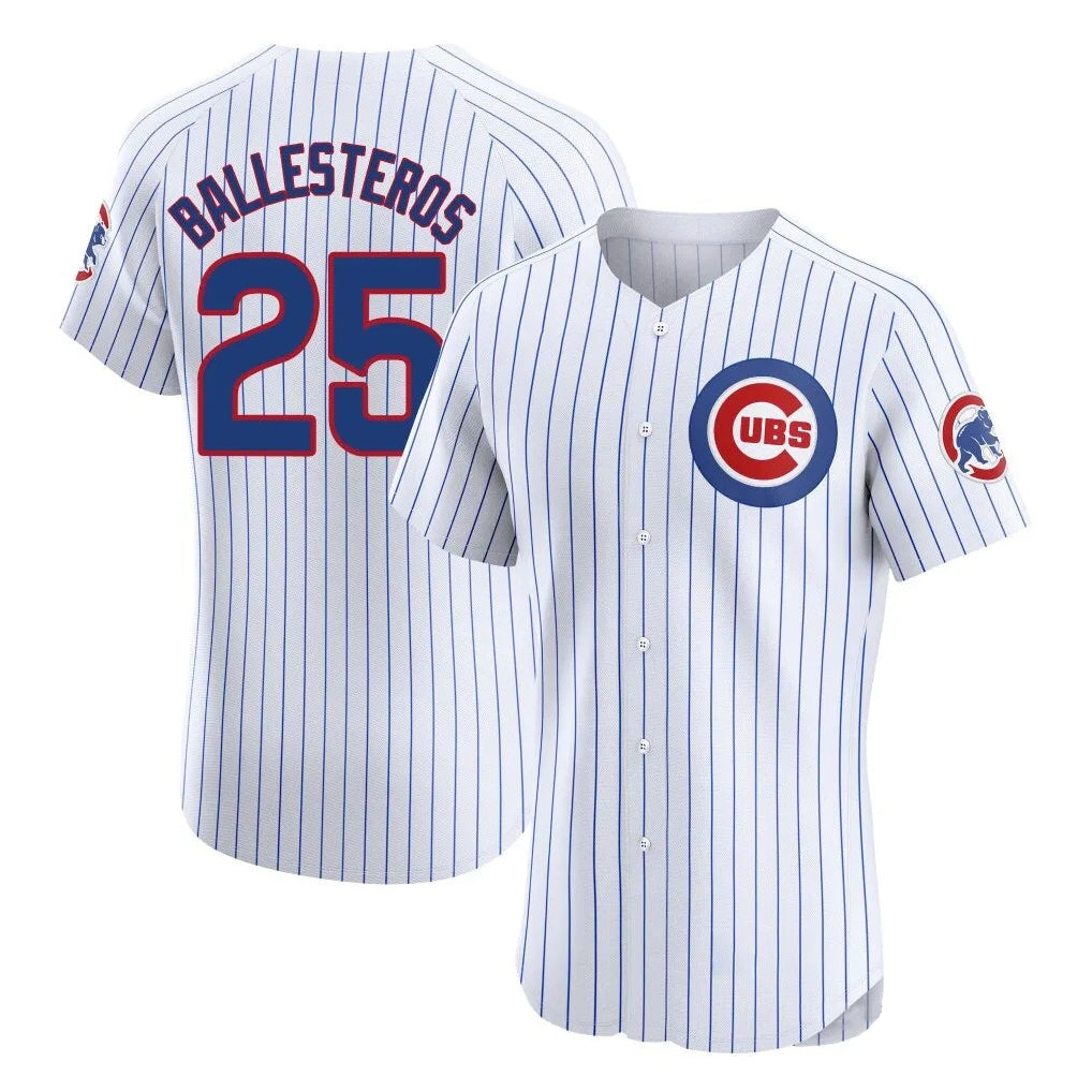 Johmsee C.Cubs #25 Mois¨¦s Ballesteros Player White Limited Elite Home Game Stitched Jerseys