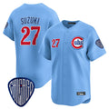 Johmsee C.Cubs #27 Seiya Suzuki Player Blue Vapor Premier Limited Home Stitched Jerseys