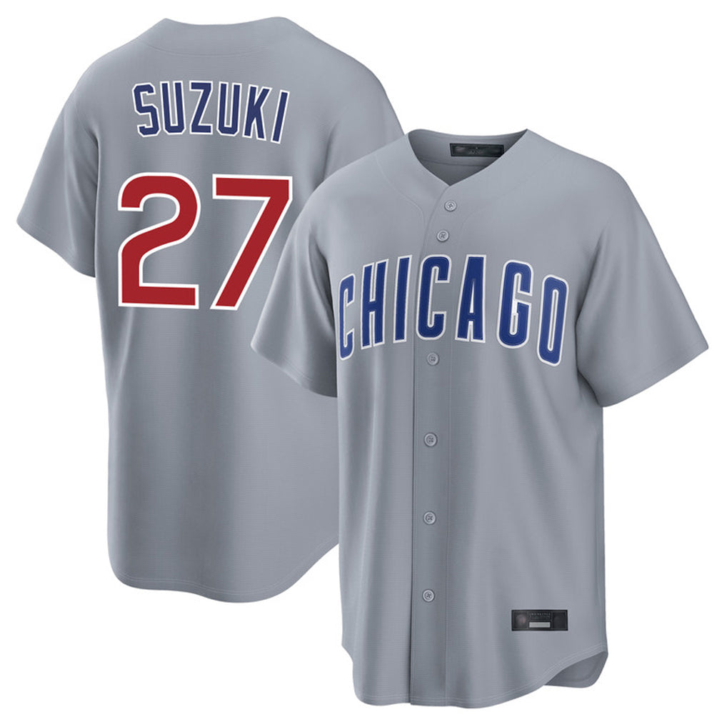 Johmsee C.Cubs #27 Seiya Suzuki Player Gray Home Game Stitched Jerseys