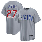 Johmsee C.Cubs #27 Seiya Suzuki Player Gray Home Game Stitched Jerseys