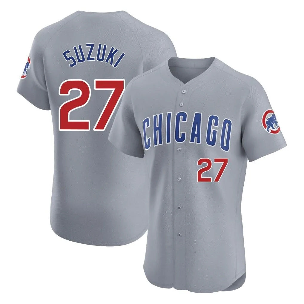 Johmsee C.Cubs #27 Seiya Suzuki Player Gray Road Limited Elite Home Stitched Jerseys