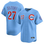 Johmsee C.Cubs #27 Seiya Suzuki Player Light Blue Limited Home Stitched Jerseys
