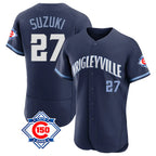 Johmsee C.Cubs #27 Seiya Suzuki Player Navy City Connect 150th Anniversary Limited Elite Home Stitched Jerseys