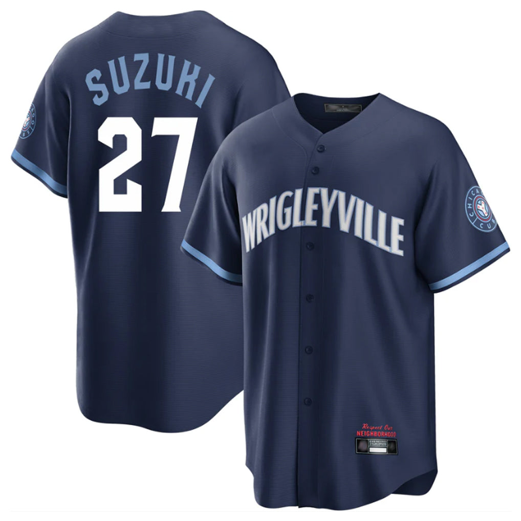 Johmsee C.Cubs #27 Seiya Suzuki Player Navy City Connect Home Game Stitched Jerseys